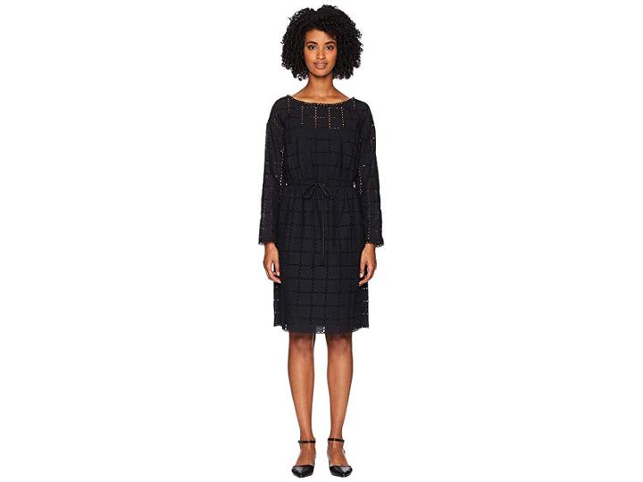 Sonia Rykiel Broderie Anglaise Carreau Long Sleeve Dress (black) Women's Dress