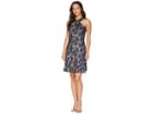 Michael Michael Kors Scatter Blossoms Cross Neck Dress (true Navy/gold Foil) Women's Dress