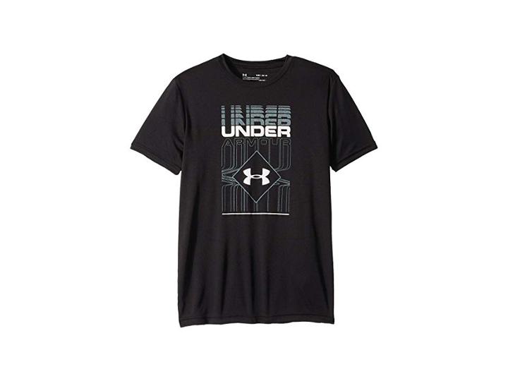 Under Armour Kids Rippled Duo Logo Short Sleeve Tee (big Kids) (black/white) Boy's T Shirt