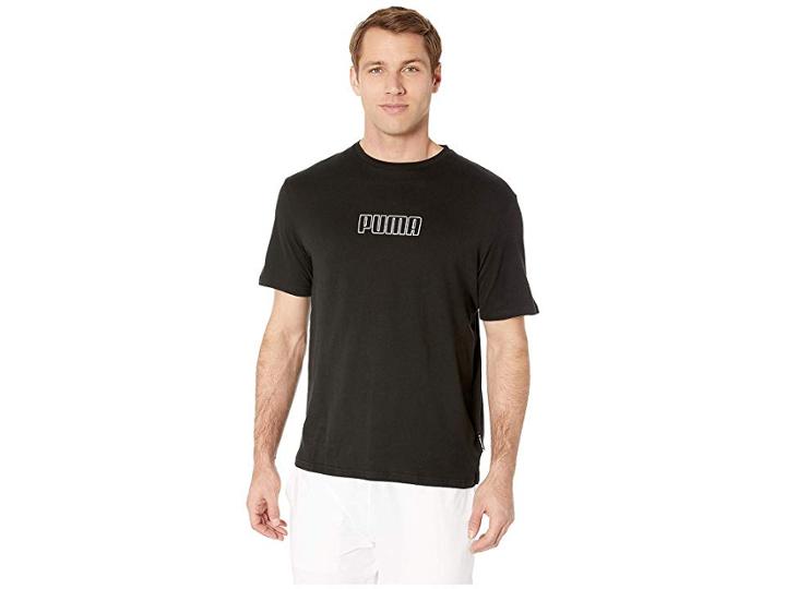 Puma Check Logo Tee (cotton Black) Men's T Shirt