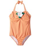 Janie And Jack Scallop Hem Flower One-piece Swimsuit (toddler/little Kids/big Kids) (peach) Girl's Swimsuits One Piece