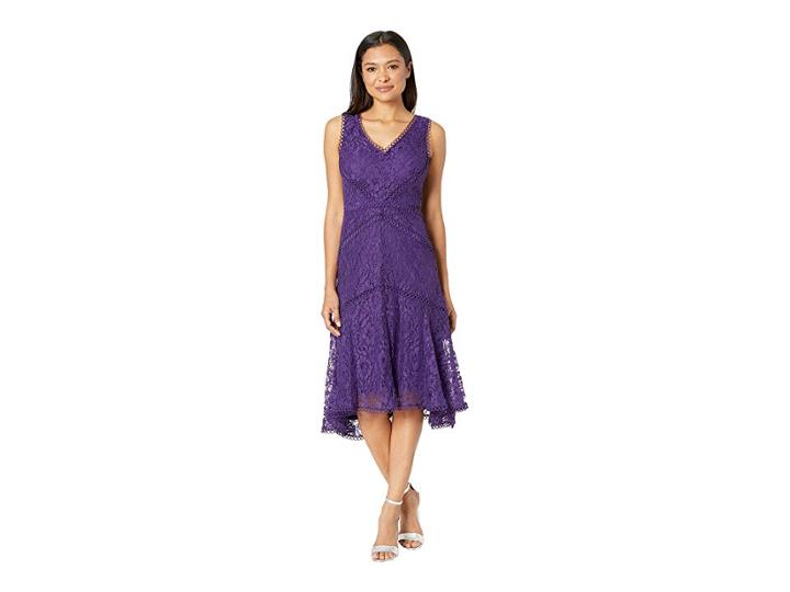 Taylor V-neck Sleeveless Lace Dress (purple) Women's Dress