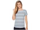 The North Face Short Sleeve Sand Scape Tee (dusty Blue Stripe) Women's T Shirt