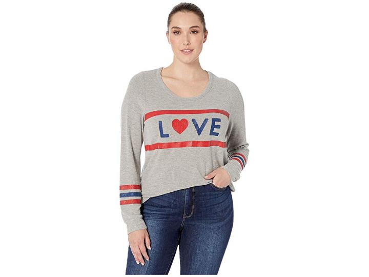 Chaser Love Knit Triangle Open Back Long Sleeve Pullover (heather Grey) Women's Clothing