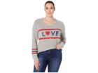 Chaser Love Knit Triangle Open Back Long Sleeve Pullover (heather Grey) Women's Clothing