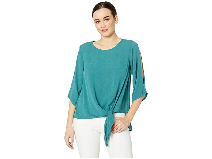 Bobeau Side Tie Crepton (north Sea) Women's T Shirt