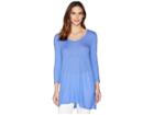 Mod-o-doc Featherweight Slub Jersey 3/4 Sleeve Twist Collar Seamed Tunic (tanzanite) Women's Blouse