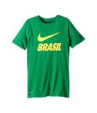 Nike Kids Brasil Dry-fit Slub Tee (little Kids/big Kids) (lucky Green) Boy's T Shirt