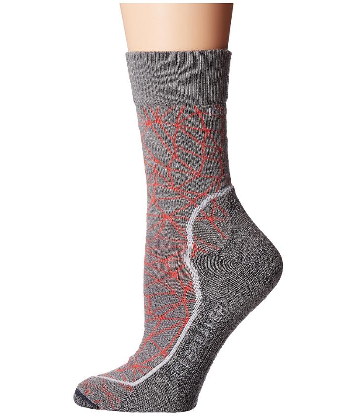 Icebreaker Hike + Light Crew (fossil/snow/jet Heather) Women's Crew Cut Socks Shoes