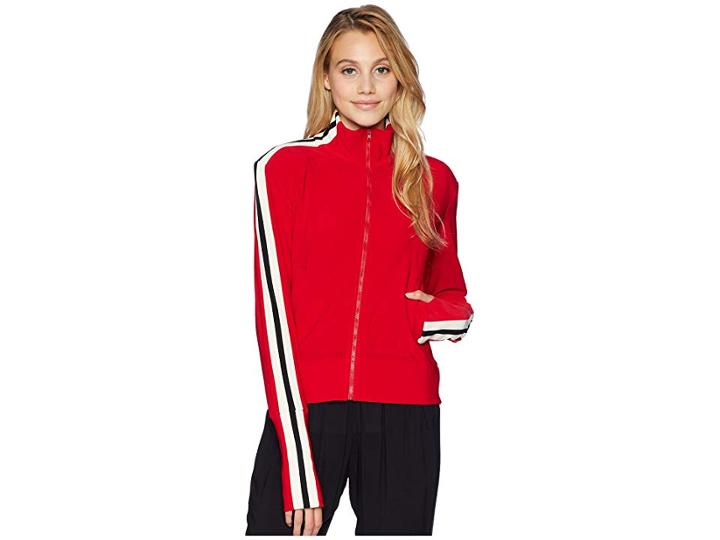 Kamalikulture By Norma Kamali Side Stripe Turtle Jacket (tango/engineered Stripe) Women's Coat