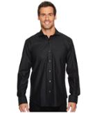 Bugatchi Long Sleeve Shaped Fit Point Collar Shirt (black) Men's Long Sleeve Button Up