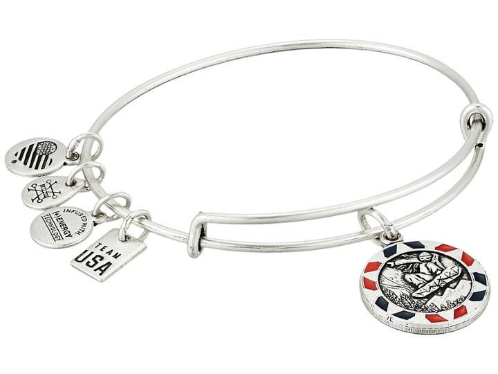 Alex And Ani Team Usa Snowboarding Bangle (rafaelian Silver) Bracelet
