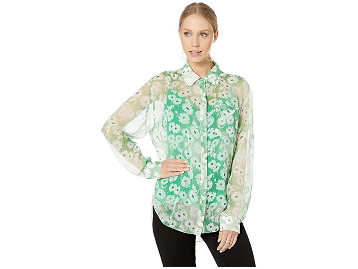 Juicy Couture Washed Daisy Button Down Blouse (botanical Washed) Women's Clothing
