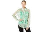 Juicy Couture Washed Daisy Button Down Blouse (botanical Washed) Women's Clothing