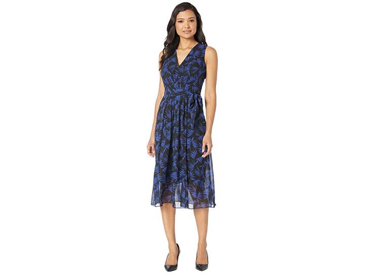 Anne Klein Delphine Print Midi Dress (anne Black/gauguin) Women's Dress