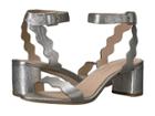 Loeffler Randall Emi Scallop Block Heel Sandal (silver Crinkle Metallic) Women's Shoes