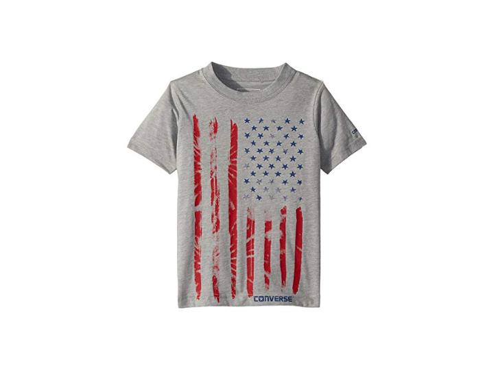 Converse Kids Tie-dye Flag Tee (toddler/little Kids) (dark Grey Heather) Boy's T Shirt