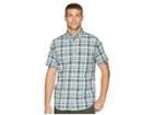 Nautica Short Sleeve Poplin Plaid Woven Shirt (pine Forest) Men's Clothing