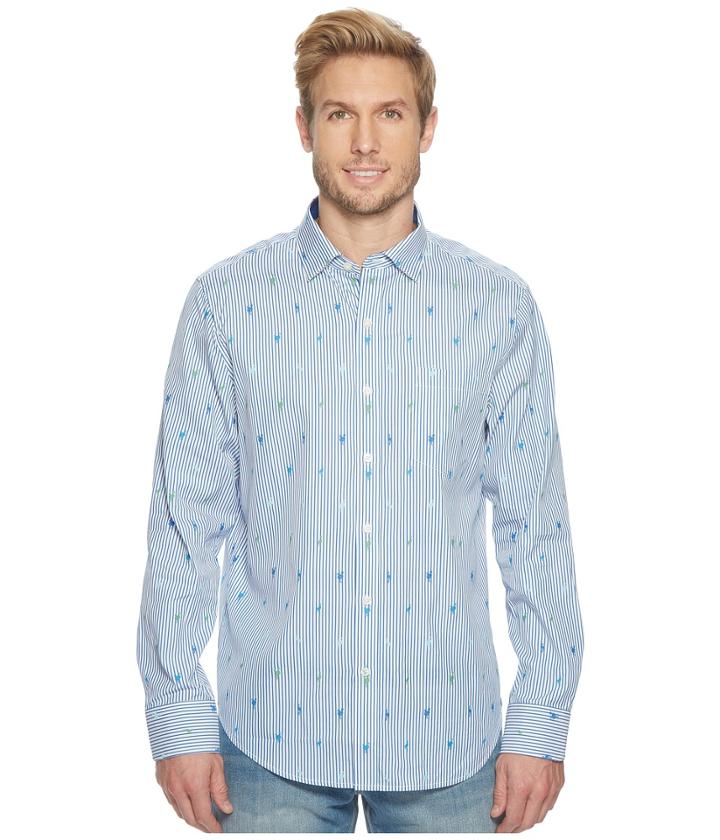 Tommy Bahama Flamingo A Go Go Shirt (blue Canal) Men's Clothing