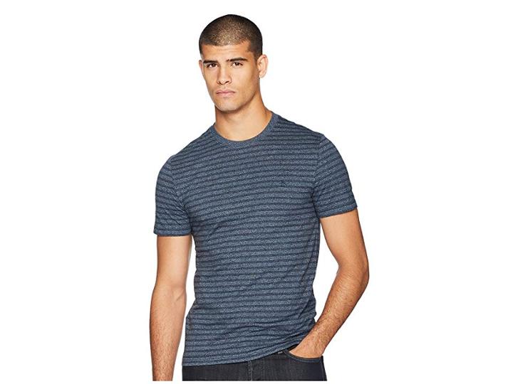 Original Penguin Short Sleeve All Over Jacquard Jasper Stripe T-shirt (dark Sapphire) Men's T Shirt