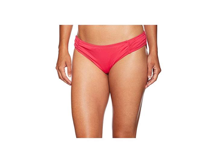 Michael Michael Kors Solids Side Shirred Bikini Bottom (deep Pink) Women's Swimwear