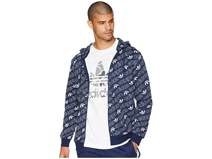 Adidas Originals Monogram Full Zip Hoodie (collegiate Navy) Men's Sweatshirt