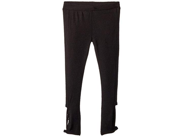 Chaser Kids Extra Soft Love Knit Strappy Side Detail Leggings (toddler/little Kids) (true Black) Girl's Casual Pants