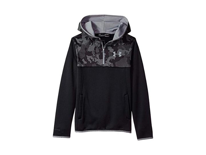 Under Armour Kids Armour Fleece 1/4 Zip Hoodie (big Kids) (black/black/steel) Boy's Sweatshirt
