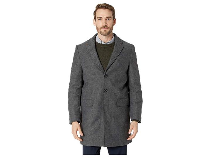 Calvin Klein Herringbone Overcoat (charcoal) Men's Coat