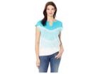 Fresh Produce Playa Vintage Split-neck T-shirt (dye Tech Luna Turquoise) Women's T Shirt