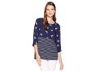 Joules Sonya Jersey/woven Mix Top (french Navy Chinoise Blossom) Women's Clothing