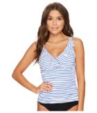 Lauren Ralph Lauren City Stripe Ruffle Tankini (white/blue) Women's Swimwear