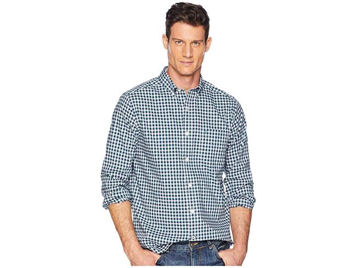 Nautica Long Sleeve Wear To Work Medium Plaid Woven Shirt (tidal Green) Men's Clothing
