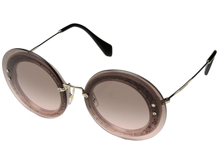 Miu Miu 0mu 10rs (transparent Pink Glitter/pink Gradient Grey) Fashion Sunglasses