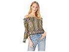 Angie Embellished Long Sleeve Top (olive) Women's Clothing