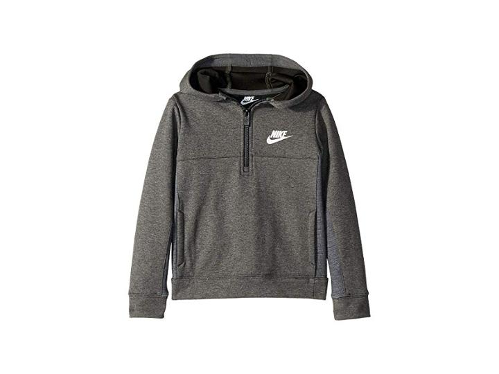 Nike Kids Av15 1/2 Zip Hoodie (little Kids) (charcoal Heather) Boy's Clothing