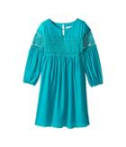 Us Angels 3/4 Sleeve W/ Lace Inset A-line Dress (big Kids) (emerald) Girl's Dress