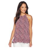 Michael Michael Kors Tiny Wildflower Halter Top (true Navy/bright Blush) Women's Clothing