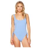 Vince Camuto Riviera Solids Lace-up U-neck One-piece Swimsuit W/ Removable Soft Cups (lagoon) Women's Swimsuits One Piece