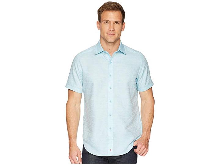 Robert Graham Cyprus Short Sleeve Woven Shirt (teal) Men's Clothing