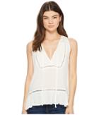 Miss Me Embroidered Trim Sleeveless Top (off-white) Women's Clothing