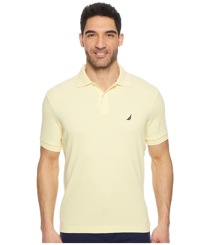 Nautica Short Sleeve Solid Interlock Polo (french Vanilla) Men's Short Sleeve Pullover