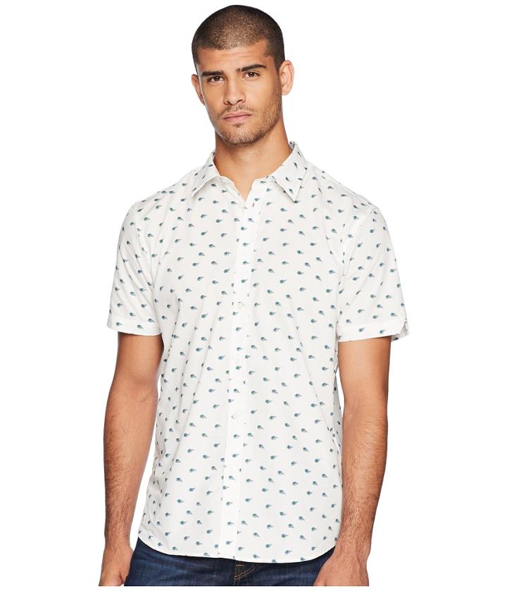Ben Sherman Short Sleeve Peacock Feather Print Shirt (white) Men's Clothing