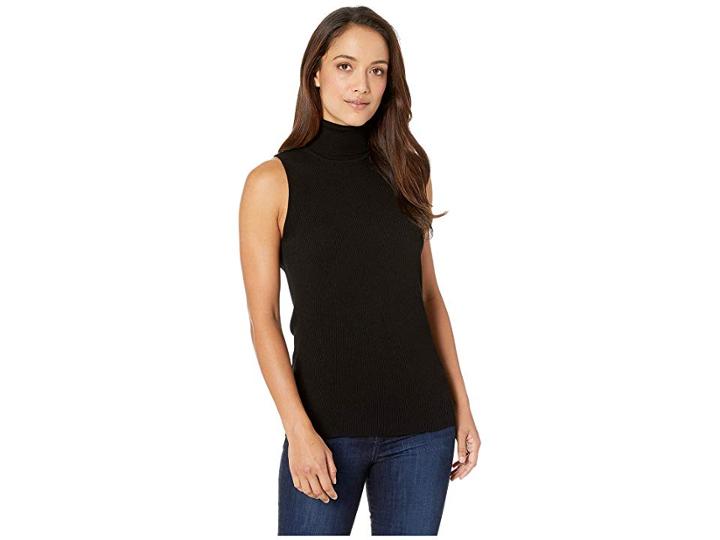 Anne Klein Sleeveless Ribbed Turtleneck (anne Black) Women's Clothing