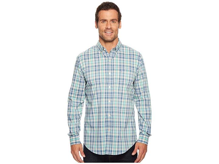 Dockers Long Sleeve Stretch Woven Shirt (copen Blue) Men's Clothing