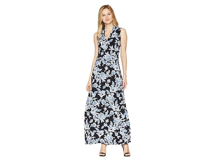 Vince Camuto Woodblock Floral Halter Maxi Dress (rich Black) Women's Dress