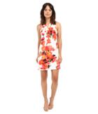 Adrianna Papell Cut Away Printed Floral Shift (hibiscus) Women's Dress