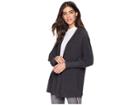 Chaser Cozy Knit Bishop Sleeve Open Front Cardigan (black) Women's Sweater