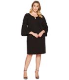 Calvin Klein Plus Plus Size Flutter Sleeve Dress With Hardware (black) Women's Dress