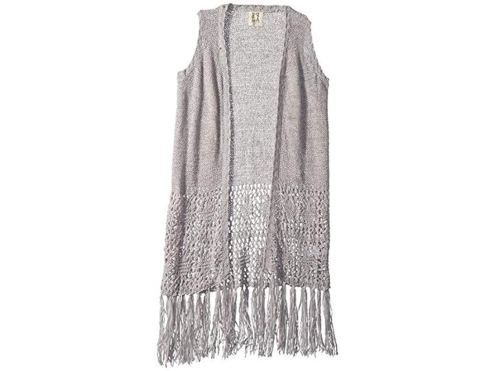 People's Project La Kids Orchid Knit Vest (big Kids) (grey) Girl's Vest